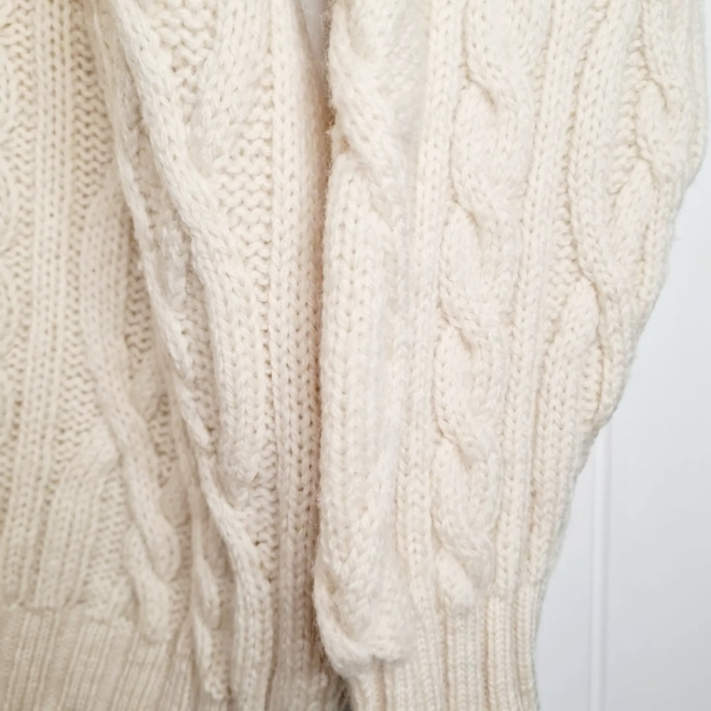 Vintage M&S Pure Wool Cream Cable Knit Scandi Chunky Size L 42" Chest - Picture 5 of 10